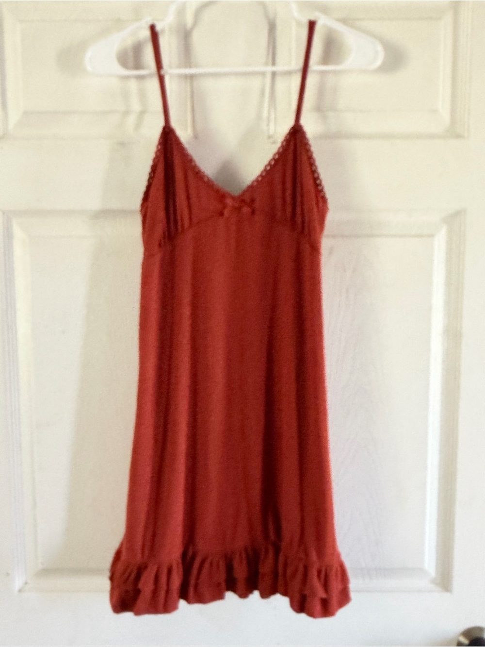 No Boundaries Rust Red Ruffle-Hem Slip